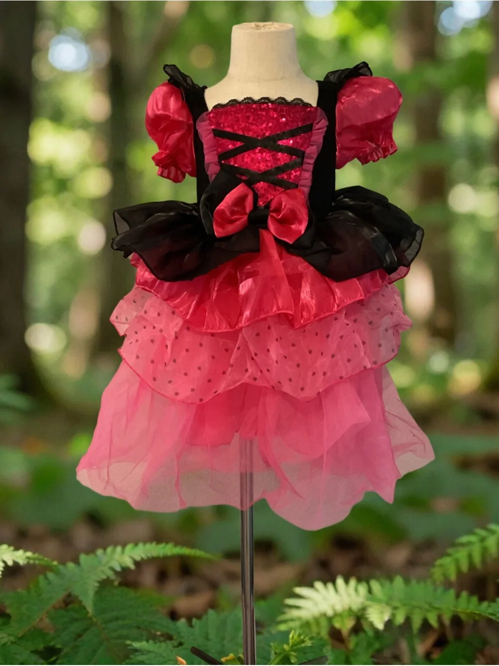 Pink and Black Sparkle Tulle Girls' Costume Dress